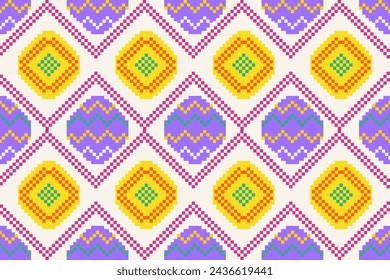 Pixel fabric pattern ethnic oriental pattern traditional design for season Easter clothing fabric textile African Indonesian Indian Latin America seamless pattern fabric print cloth dress carpet curta