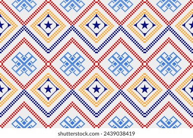 Pixel fabric pattern ethnic oriental pattern traditional design for clothing fabric textile African Indonesian Indian Latin America seamless pattern fabric print cloth dress carpet curtains sarong 