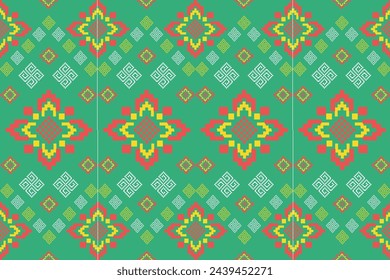 Pixel Stoffmuster Ethnisch orientalisches Muster Traditionelles Design für Kleidungsstoff Textil Afrikanisch Indonesisch Indisch Lateinamerika Nahtloses Muster Stoff Druck Stoff Kleid Teppich Vorhänge Sarong 