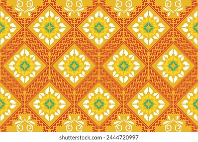 Patrón de tela de píxeles étnico oriental tradicional diseño textil África Indonesia, India, América patrón sin fisuras. Ilustración vectorial abstracta del estilo azteca para la ropa de impresión, textura, tela