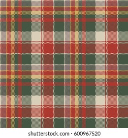 Pixel fabric texture classic plaid seamless pattern. Vector illustration.