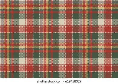 Pixel fabric texture classic plaid seamless pattern. Vector illustration.