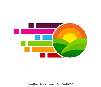 Pixel Farm Icon Logo Design Element