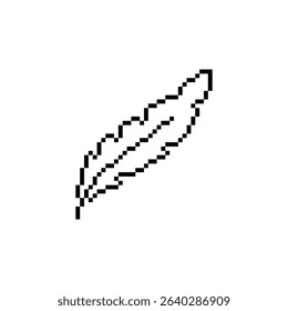 pixel feather icon.  Vector pixel art feather 8 bit logo for game