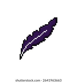 pixel feather icon.  Vector pixel art feather 8 bit logo for game