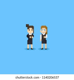 Pixel female office worker.8bit character.