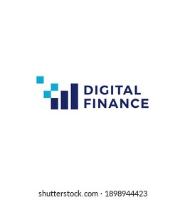 pixel finance digital bar chart logo vector icon illustration