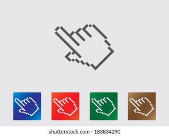 Pixel finger point icons illustration
