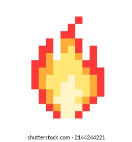 Pixel fire. Bonfire or flame. 8-bit. Explosion or fire concept. Video game style. Vector illustration