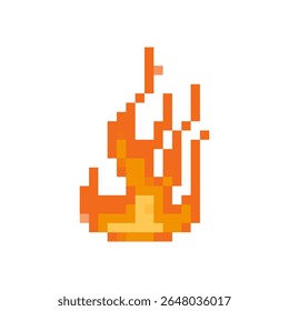 Ícone de fogo de pixel apresentando chamas brilhantes e intrincadas em estilo de jogo retro, evocando vibrações nostálgicas.