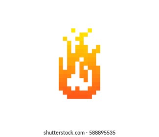 Pixel Fire Logo Design Element
