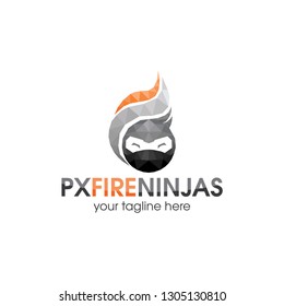 Pixel Fire Ninjas Logo Template