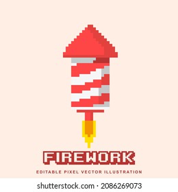 Pixel firework icon vector illustration for video game asset, motion graphic and others