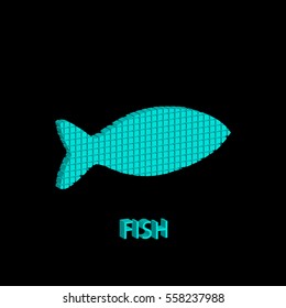 Pixel fish. Abstract pixel fish. Vector illustration.
