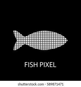 Pixel fish. Abstract pixel fish. Vector illustration.