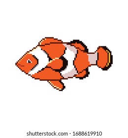 Pixel fish. Pixel art 8 bit. 