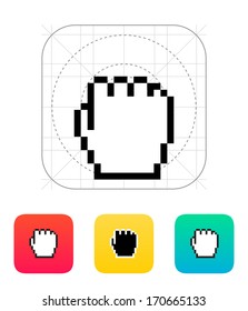 Pixel fist cursor icon. Vector illustration.