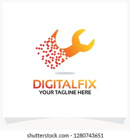 Pixel Fixer Logo. Digital Fix Logo Template Design Vector Inspiration. Icon Design
