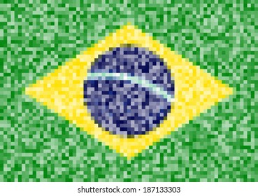 Pixel Flag of Brazil 2016, vector illustration