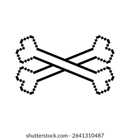 Pixel Flat crossbones icon on white background for warning or pirate theme design