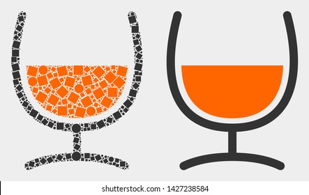 Pixel and flat mixture glass icons. Vector mosaic of mixture glass created of random square particles and round points.