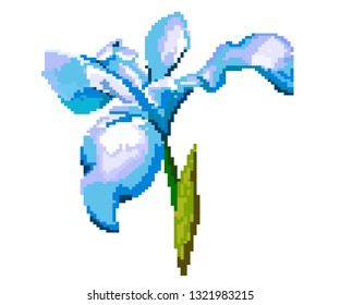 Pixel fleurde luce for games and applications - Vektorgrafik. Iris flower vector illustration. Flower icon. Colourful.