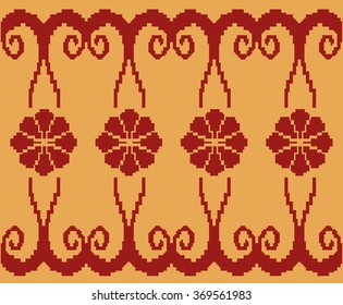 pixel floral pattern on yellow background