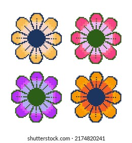 Pixel Flower Isolated Vector Icon