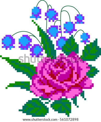 Pixel Flowers 스톡 벡터(사용료 없음) 561072898 - Shutterstock