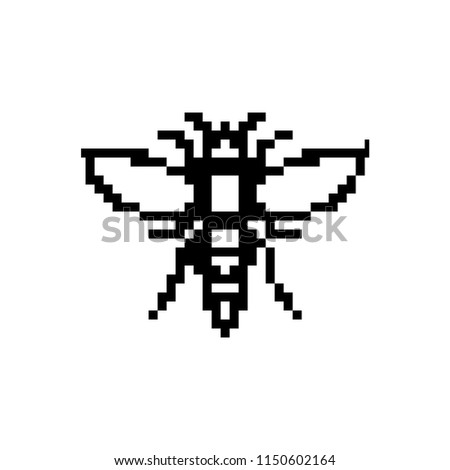 Pixel Fly Computer IconIsolated pixel fly design in black and white plus one sample of its reduction in colored version. Very easy to customize colors.