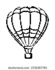 A pixel flying hot air balloon.
