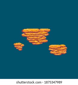 Pixel flying island. For game and mobile applications.