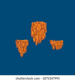 Pixel flying island. For game and mobile applications.