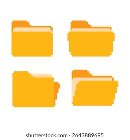 Pixel Folders icon collection. Documents in folders. File folder vector icon set	
