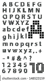 Pixel font, 8-Bit Pixel Alphabet Letters, Vector Alphabet Set, squares font