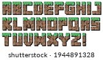 pixel font alphabet. Letter. Video game style