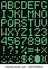 Pixel font alphabet and numbers