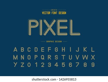 Pixel Font and alphabet vector, Typeface letter and number design, Graphic text on background