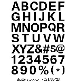 Pixel Font - Alphabets and numerals characters in retro square design.