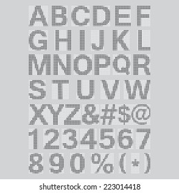 Pixel Font - Alphabets and numerals characters in retro square design.