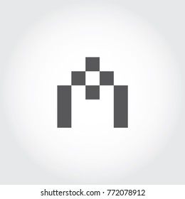 Pixel Font, Digital Font, logo, icon, symbol, sign, mono type letter, A letter