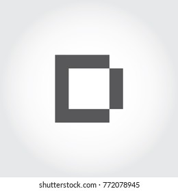 Pixel Font, Digital Font, logo, icon, symbol, sign, mono type letter, D letter
