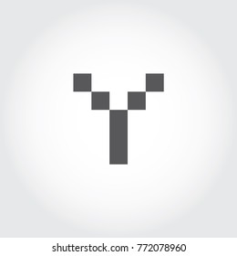 Pixel Font, Digital Font, logo, icon, symbol, sign, mono type letter, Y letter