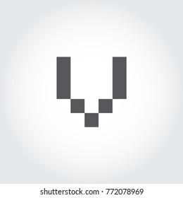 Pixel Font, Digital Font, logo, icon, symbol, sign, mono type letter, V letter