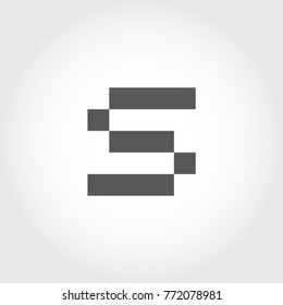 Pixel Font, Digital Font, logo, icon, symbol, sign, mono type letter, S letter