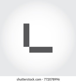 Pixel Font, Digital Font, logo, icon, symbol, sign, mono type letter, L letter