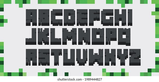 pixel font gray 3D from video game. Illustration vector