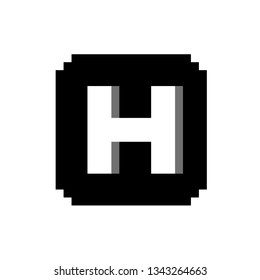 Pixel font H black and white