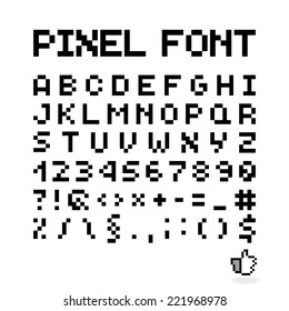 Pixel Font, Isolated Vector Letters And Numbers, Alphabet