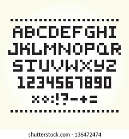 Pixel font isolated vector set